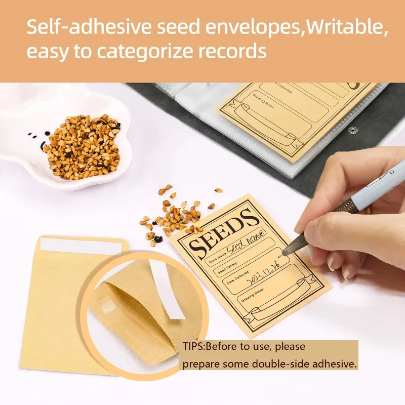 

1 комплект органайзеров для хранения садовых семян, органайзер для семян, переплет с 50 самозапечатывающимися конвертами для семян, органайзер для пакетов семян, семян