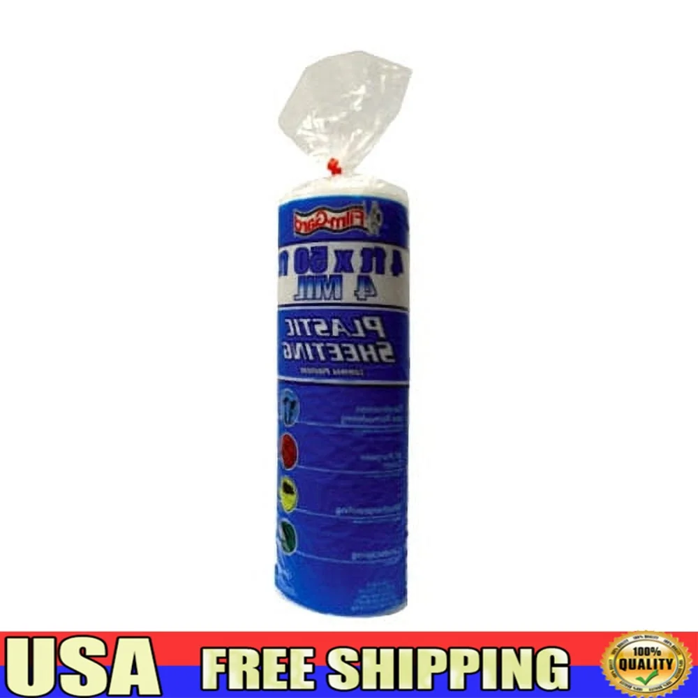 

Прозрачная сверхмощная 4-мелая полиэтиленовая лист 4 x 50 футов, водостойкая, прочная, устойчивая к разрыву защита для дома на открытом воздухе