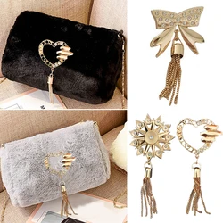 Exquisite Metal Cute Deer Clasp Buckle Buckles Bag Purse Hat Decor with Tassel Hardware DIY Leather Craft Accessory Golden