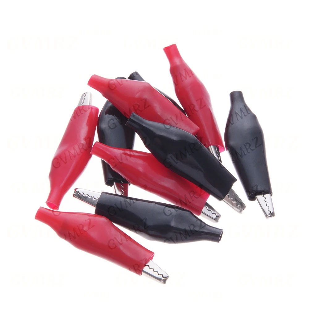 5 pairs/10PCS Black Red 45MM Alligator Clip Crocodile Electrical Clamp Testing Probe Meter with Plastic Boot Power test clip 45