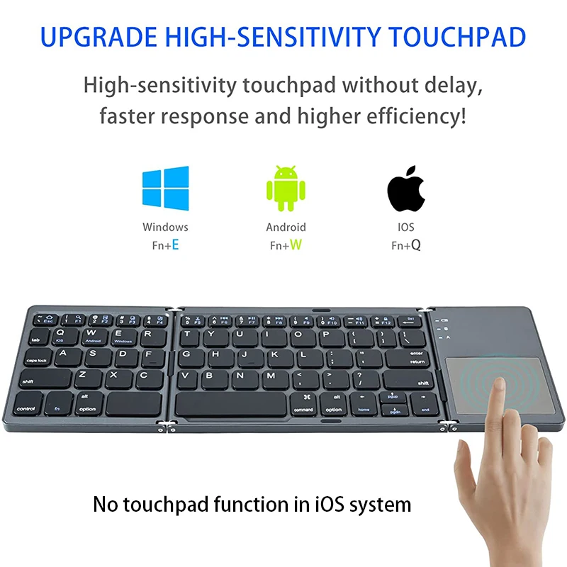 Imagem -03 - Mini Teclado Bluetooth Portátil sem Fio com Trackpad Dobrável Laptop Windows Ios Android Smartphone Tablet