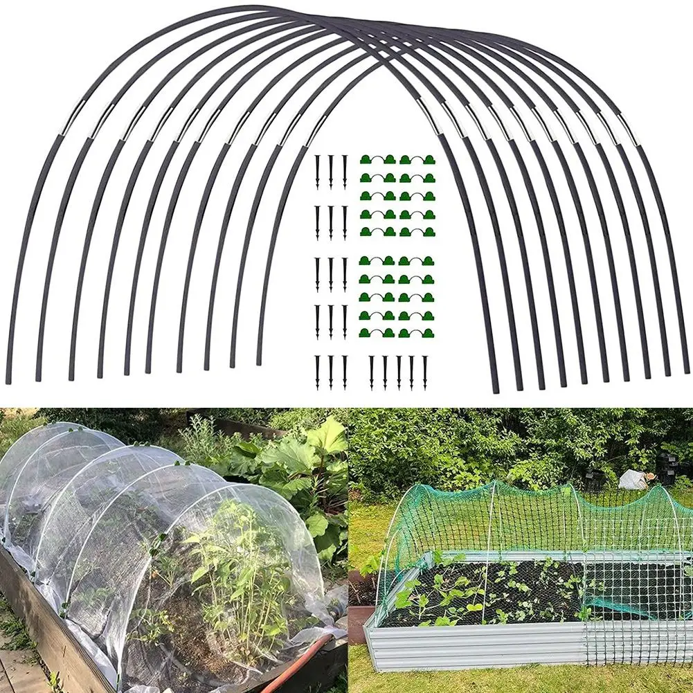 Greenhouse Hoops Set Gardening Folding Fiber Rod Set Arch Shed Bracket  Garden Greenhouse Plant Hoop Grow Tunnel Support