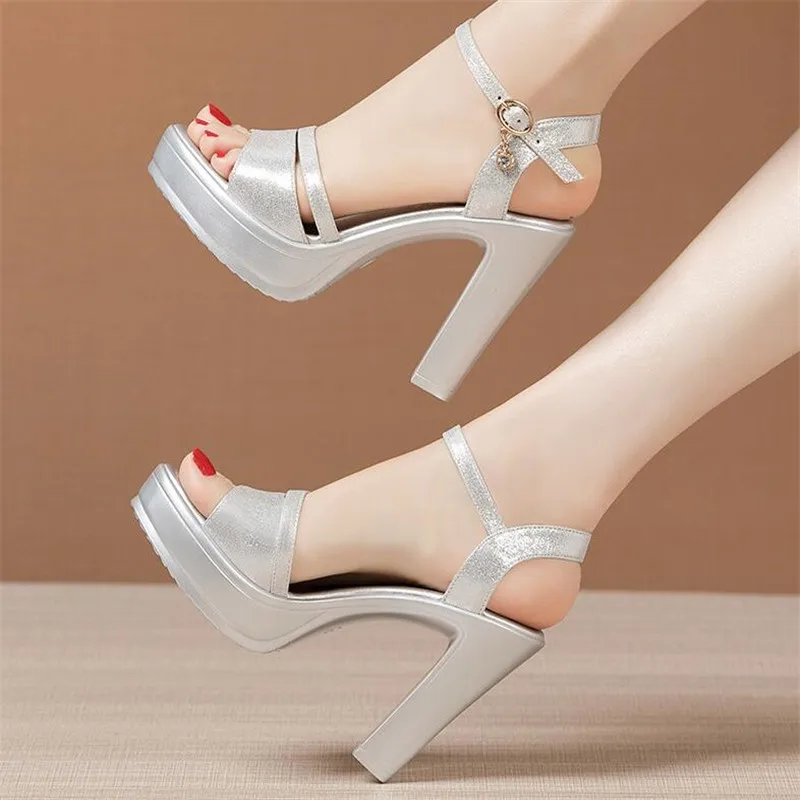 High Quality Platform Heels Women Sandals 2024Summer Shoes Trend Fashion High Heels Chunky Sandals Woman Wedding Party Shoes10cm