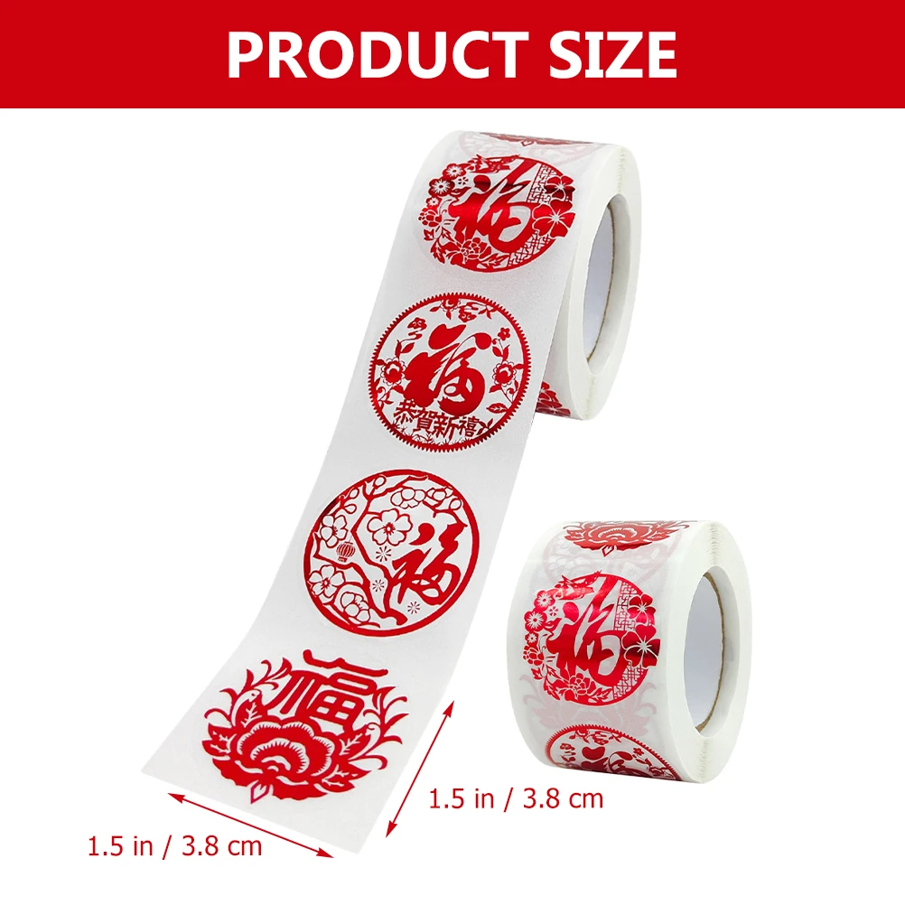 

2 Rolls Fu Word Stickers Chinese New Years Label Envelope Seal Decals for Seals Style Labels
