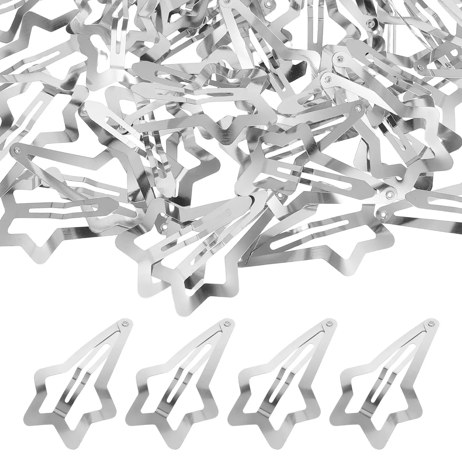 50Pcs Star Hair Clips Premium Metal Non-Slip Snap Barrettes Fashion Forward Styling Tool for Side Bangs Curly Straight Wavy Hair