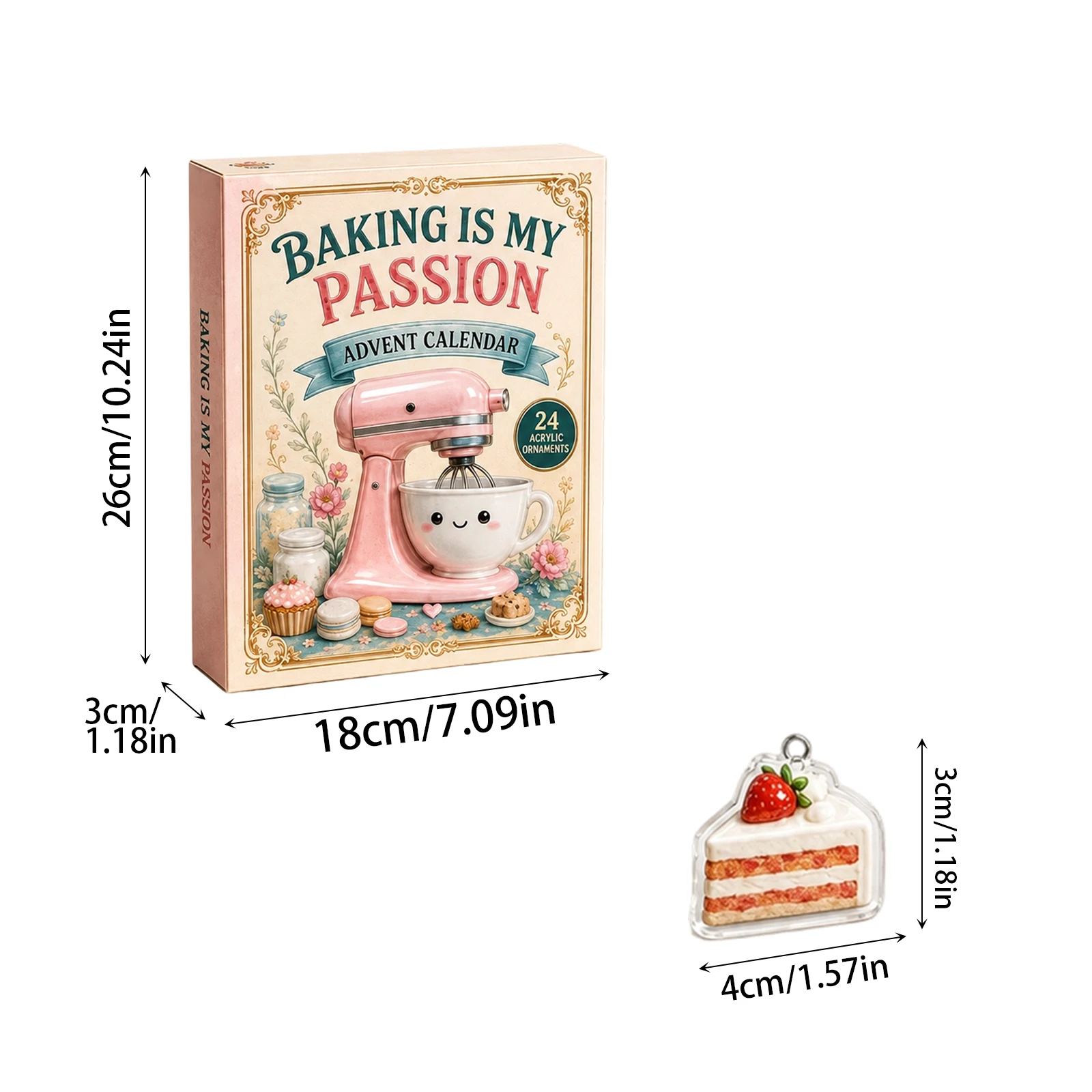 Baking Is My Passion Advent Calendars 24-Day Festive Countdown, Acrylic Charms Blind Box for Happy Birthday Party Gifts - view 3
