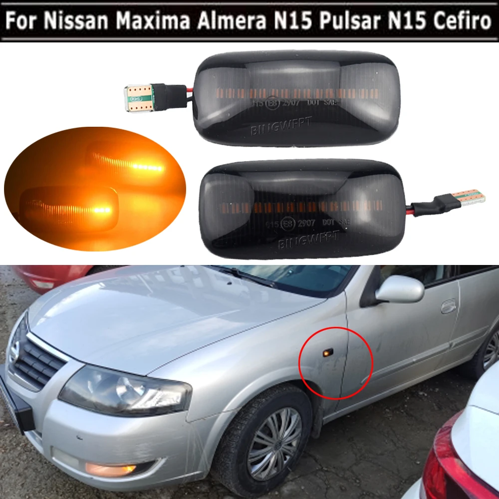 Flowing LED Side Marker Dynamic Turn Signal Light Lamp For Nissan Maxima Skyline R34 Almera N15 N16 Pulsar Primera P11 P12