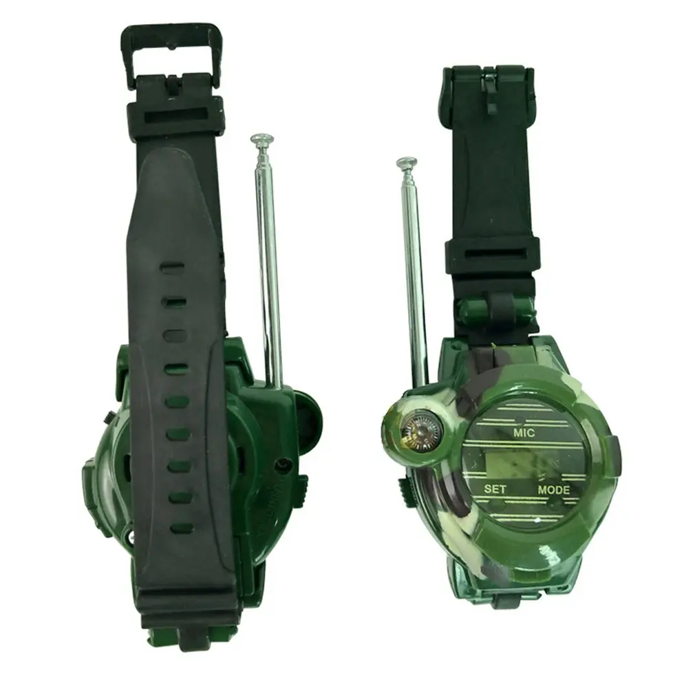 2pcs Walkie Talkie Portable 7 In 1 Camo Style Walky Talky With Night Light Looking Glass For Camping Ourdoor Tool Children Toy