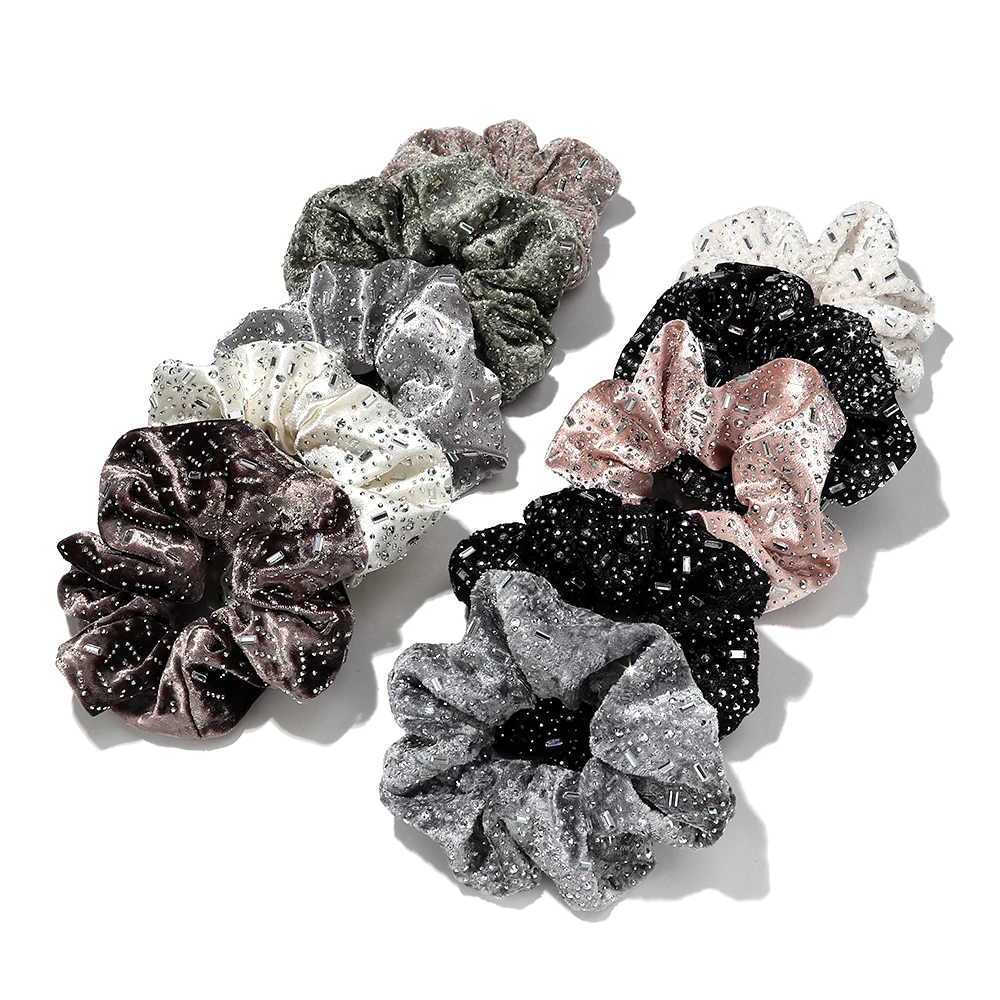 Fashion Luxury Rhinestones Hair Tie Wide Headbands for Women Elegant Shiny Elastic Big Head Rope Lady Hair Accessories Gifts