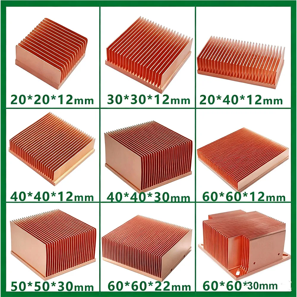 1Pcs 20-70mm Pure Copper Heatsink High Efficiency Heat Sink IC Chip PCB Driver Electronic Component Heat Accessory
