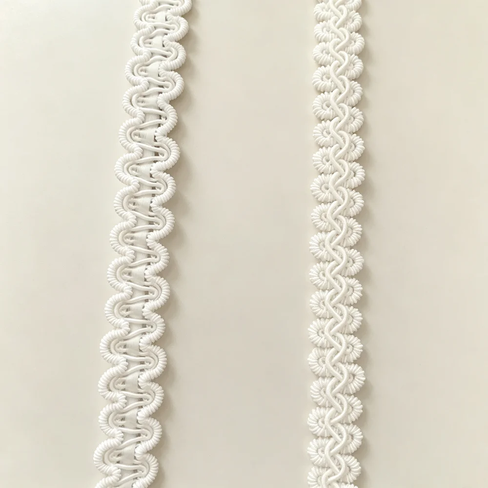 New 5m/16.4ft Each Pack White Trim Ribbons HanMade DIY Curve Sewing Centipede Wedding Craft Curtain Clothes Fabric DIY Accessory