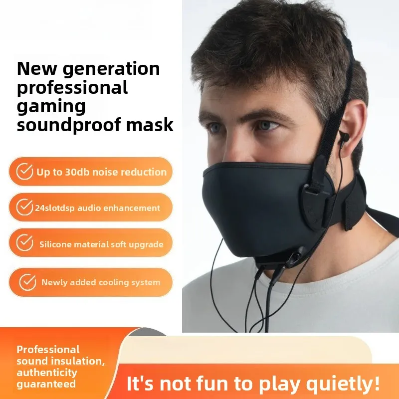 Game E-sports Live Broadcast Song Practice Sound Insulation Noise Reduction Live Streaming Host Mask with Microphone and Headset