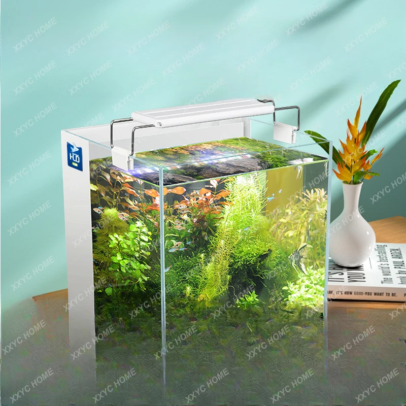 

Super White Desktop Small Fish Tank Back Filter Change Water Living Room Aquarium Back Filter Glass Cylinder