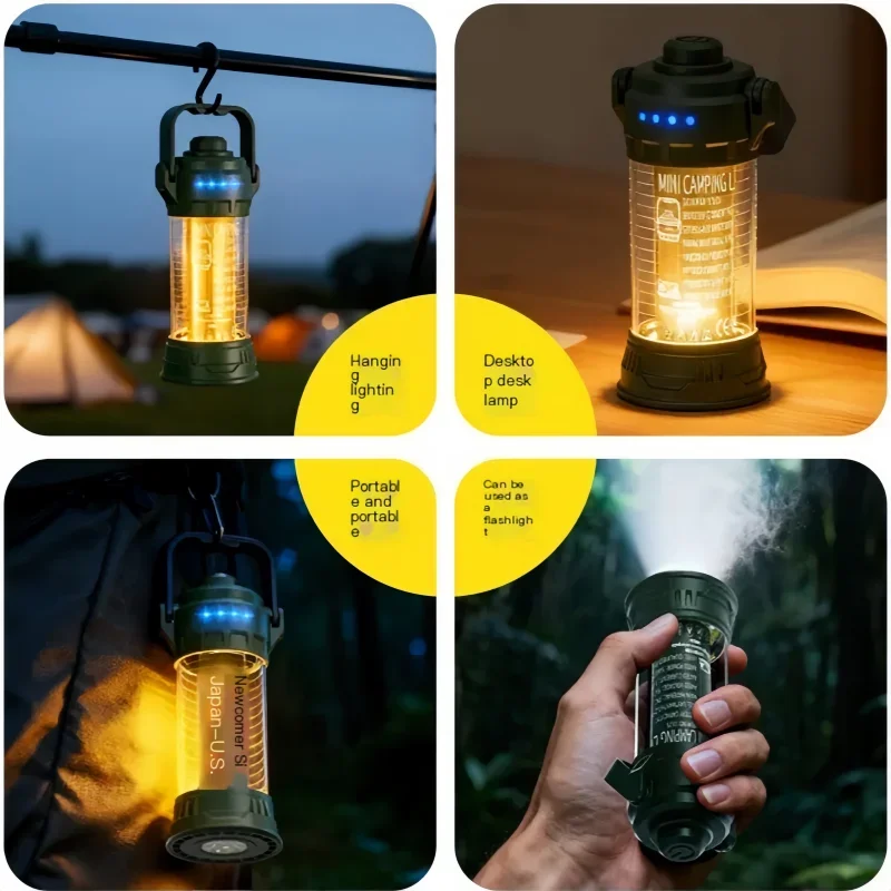 New white, yellow and red three light source ambient camping lights LED outdoor camping long life tent lights