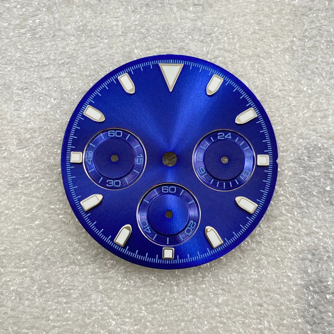 شعار مخصص رائع 29.5 مللي متر قرص مضيء متعدد الوظائف توقيت الباندا الطلب ، مناسبة لتركيب حركة الكوارتز VK63 OEM #6