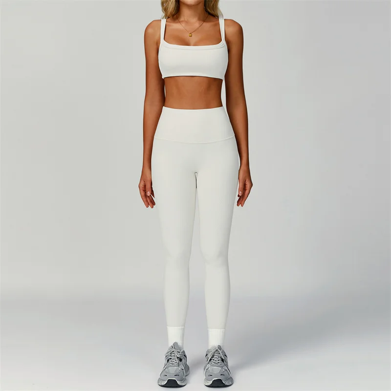 TRY TO BN Conjuntos de treino feminino yoga sutiã esportivo sem costura leggings com nervuras cintura alta fitness treino collants roupas de ginásio mulher