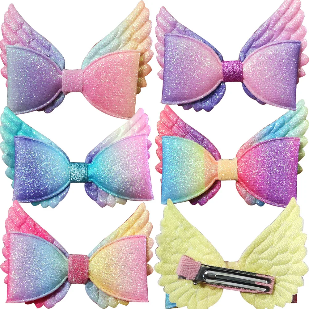 4 Inch Wing Bow Barrette Hair Accessories Hairpins Vintage Pink Clip Ornament Baby Girl Scrunche Camping Gradient Pin 1 Piece