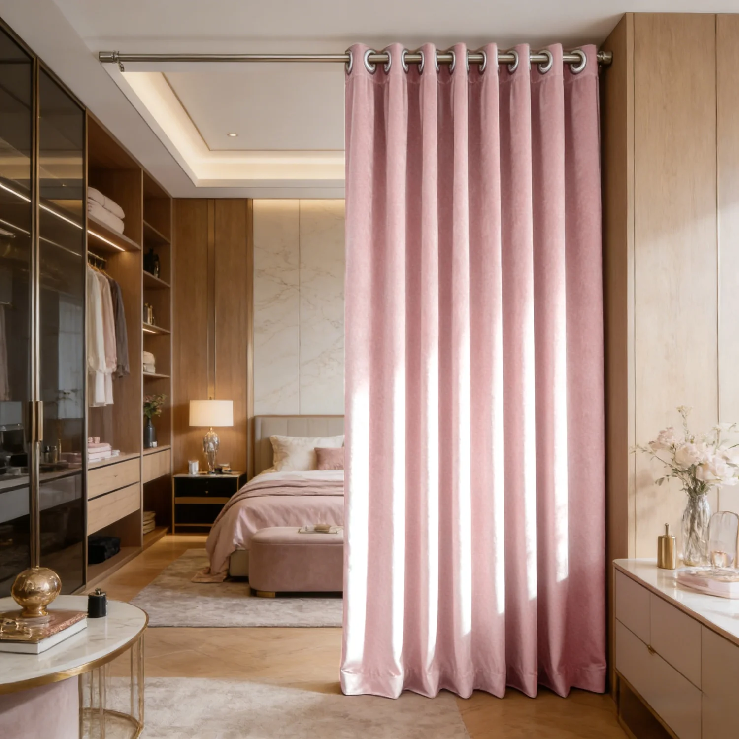 1 Panel Velvet Curtain 104cm Width Grommet Top Blackout Window Drape for Bedroom Living Room