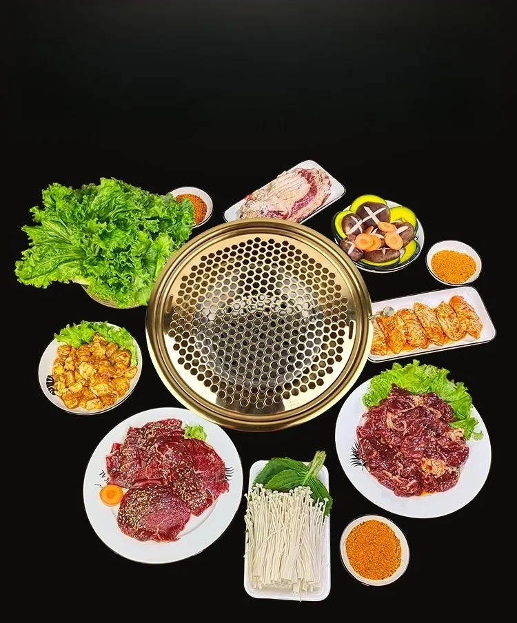 Высококачественная крытая плита Hibachi Golden Коммерческий бездымный фильтр Круглый угольный гриль-стол для барбекю для ресторанов