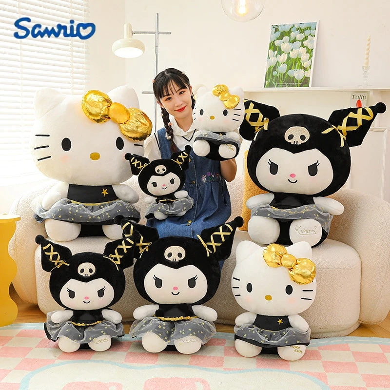 

Sanrio черно-Золотая серия Kuromi Kt Cat Плюшевая Кукла мультфильм Высокое качество плюшевая кукла подушка диван спина плюшевая кукла подарки для детей