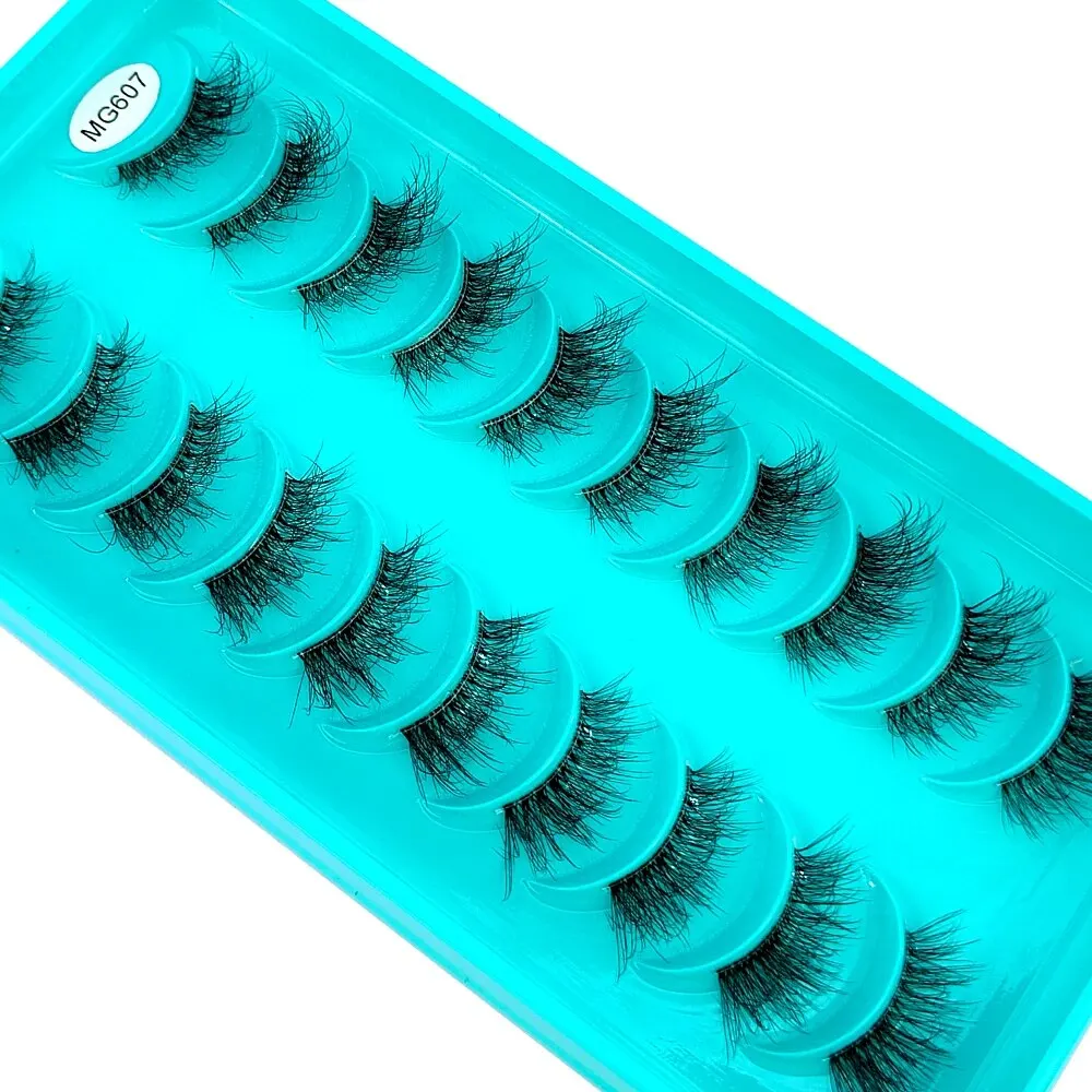 New 10 Paris Half False Eyelashes with Clear Band Wispy Cat Eye Look Natural Short Lashes Faux Mink Fake Eyelashes