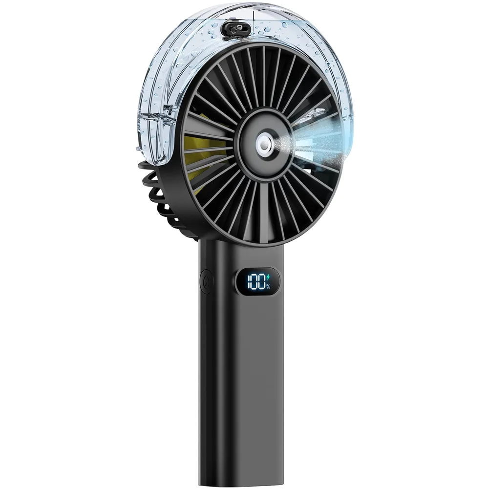 Portable Handheld Spray Fan 4000mAh For Battery 4 Wind Levels USB Rechargeable Mist Cooling Fan for Home Office Travel