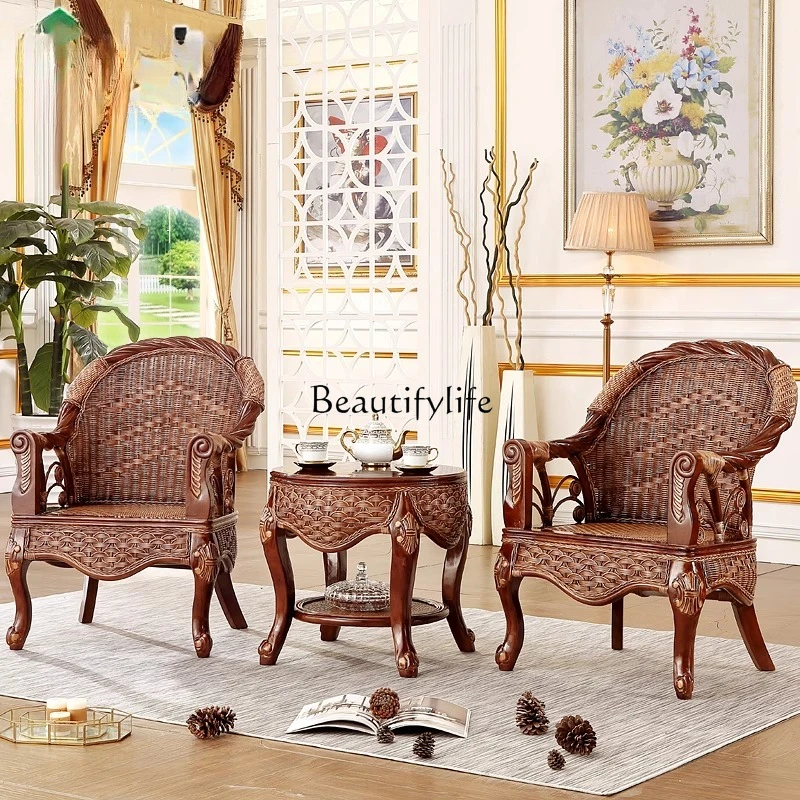 

European balcony rattan chair leisure negotiation guest table and chair combination home