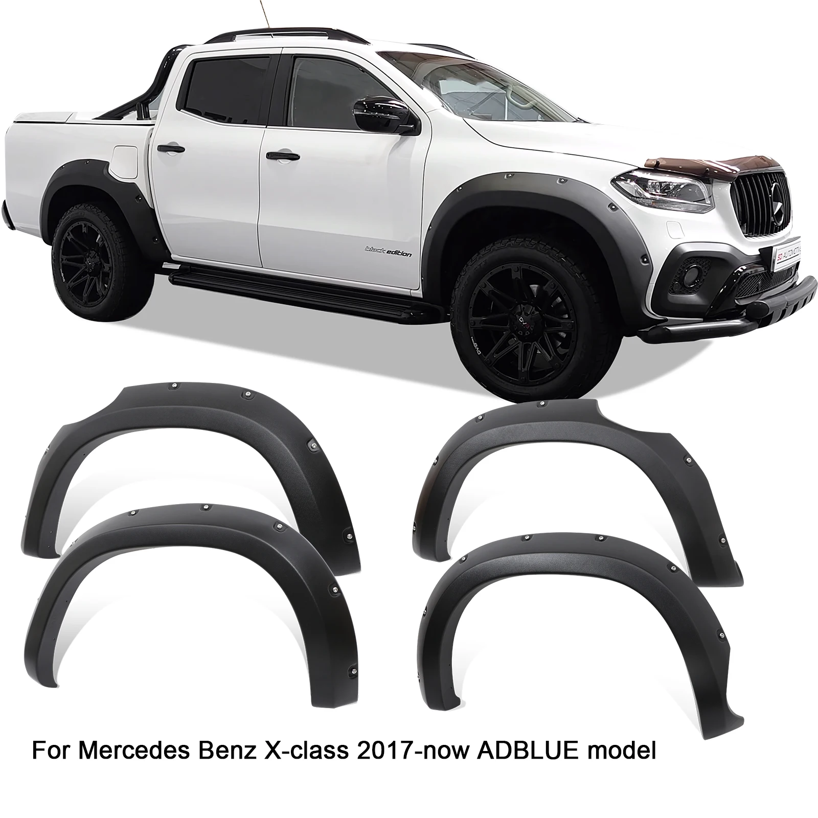 Wide Wheel Arch Fender Flares for Mercedes-Benz X-Class (W470) 2016 2017 2018 2019 2020 2021 2022 2023 Double Cabin ADBLUE Model