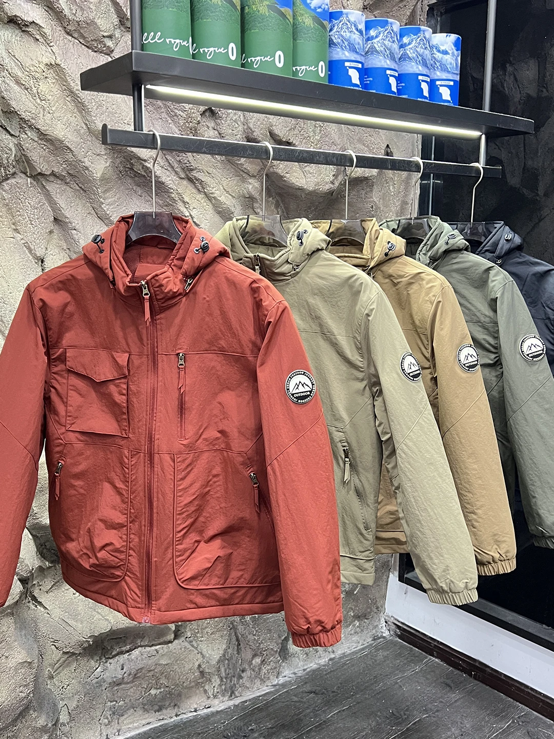 Jaket Pendaki Gunung 3D Cut Berlapis Thiened Fce, Jaket Kasual Berkerudung untuk Remaja, Model Stand Fit, Jaket Musim Dingin Lengan Panjang