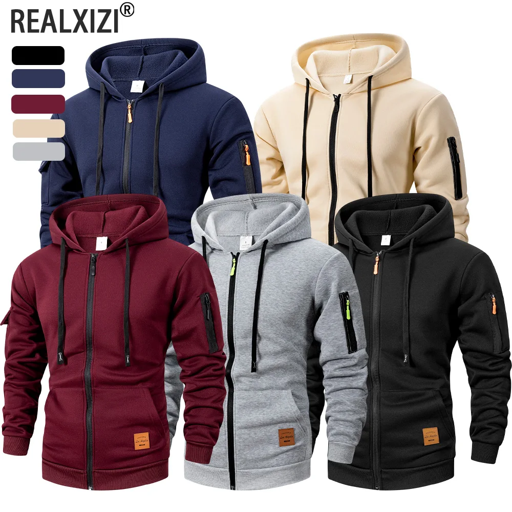 

Men's Zipper Hooded Sweatshirts Long Sleeve Men Casual Slim Fit Jacket Coats Solid Warm Work Coats Hoodies Jacket Streetwear