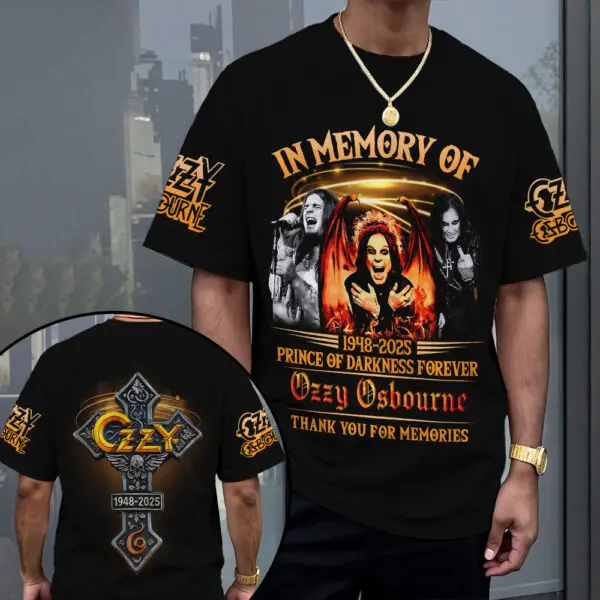 2025 جديد كلاسيكي روك أوزي أوزبورن تي شيرت الصيف ثلاثية الأبعاد طباعة الرجال النساء الشارع الهيب هوب الاتجاه قصيرة الأكمام تيز المتضخم Y2k القمم #2