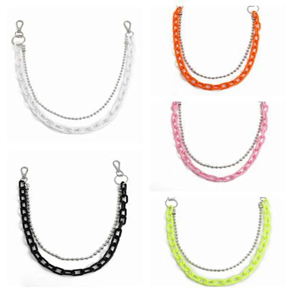 1 Set Detachable Punk  Pants Chain Resin Double Layers Candy Color Hanging Ropes Party Retro Geometric Hip Hop Waist Chains