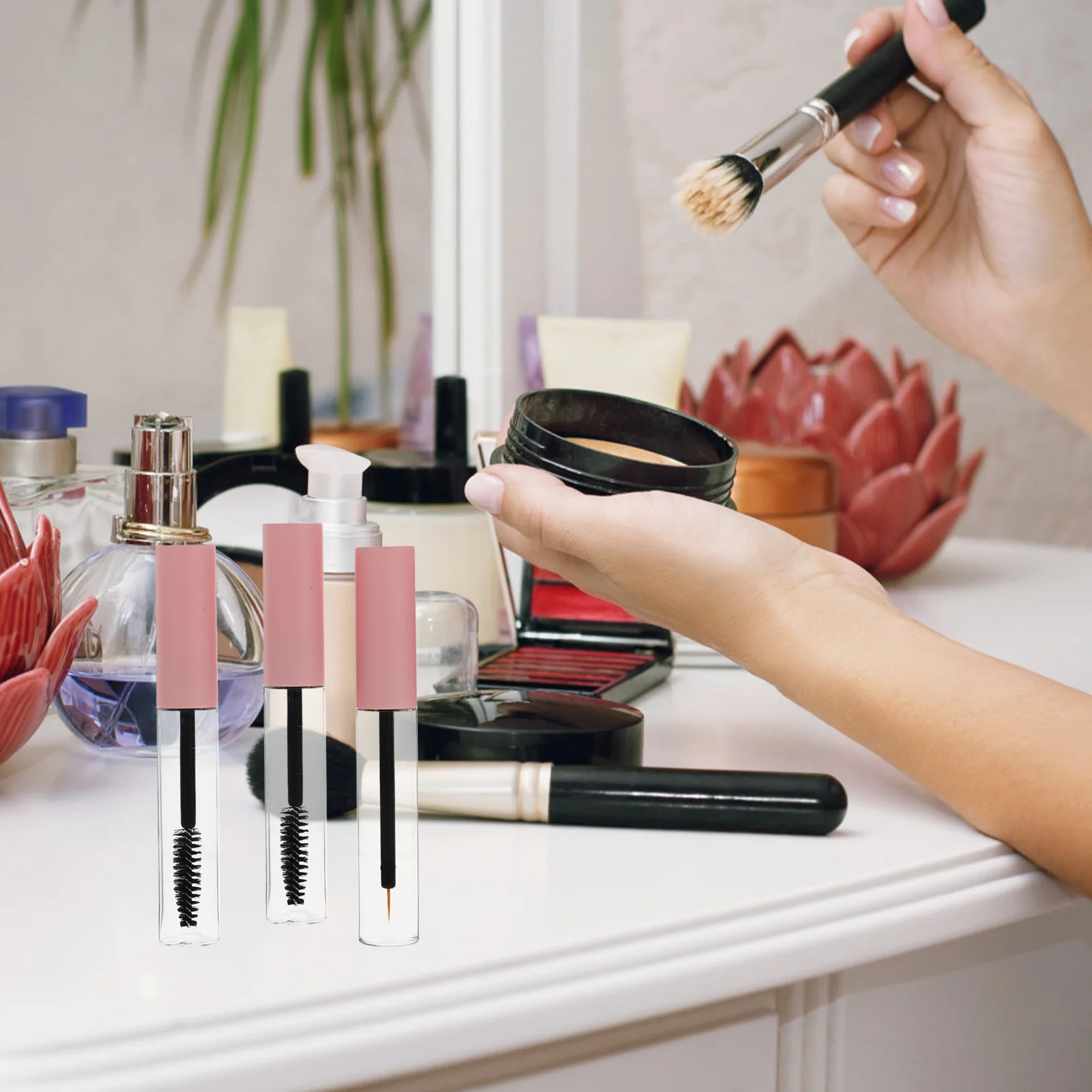 4 pezzi pet vuoto tubo mascara piccola punta ombra fodera bottiglia trasparente contenitore riutilizzabile per eyeliner fai da te lucidalabbra facile da