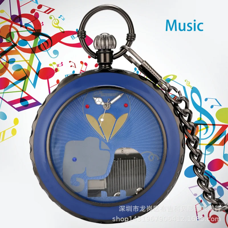 Foreign Trade New Products  Cartoon Quartz Music Pocket Watch-Swan Lake Music Box Pocket Watch Factory direct sales