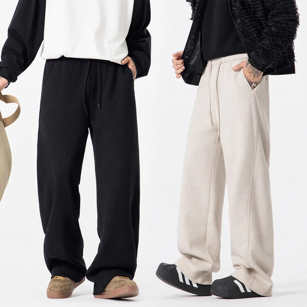 

Autumn Winter Straight Pant Men Women Fashion Loose Causal Thicken Warm Pants Sweatpants Unisex Sport Wide Leg Baggy Trousers