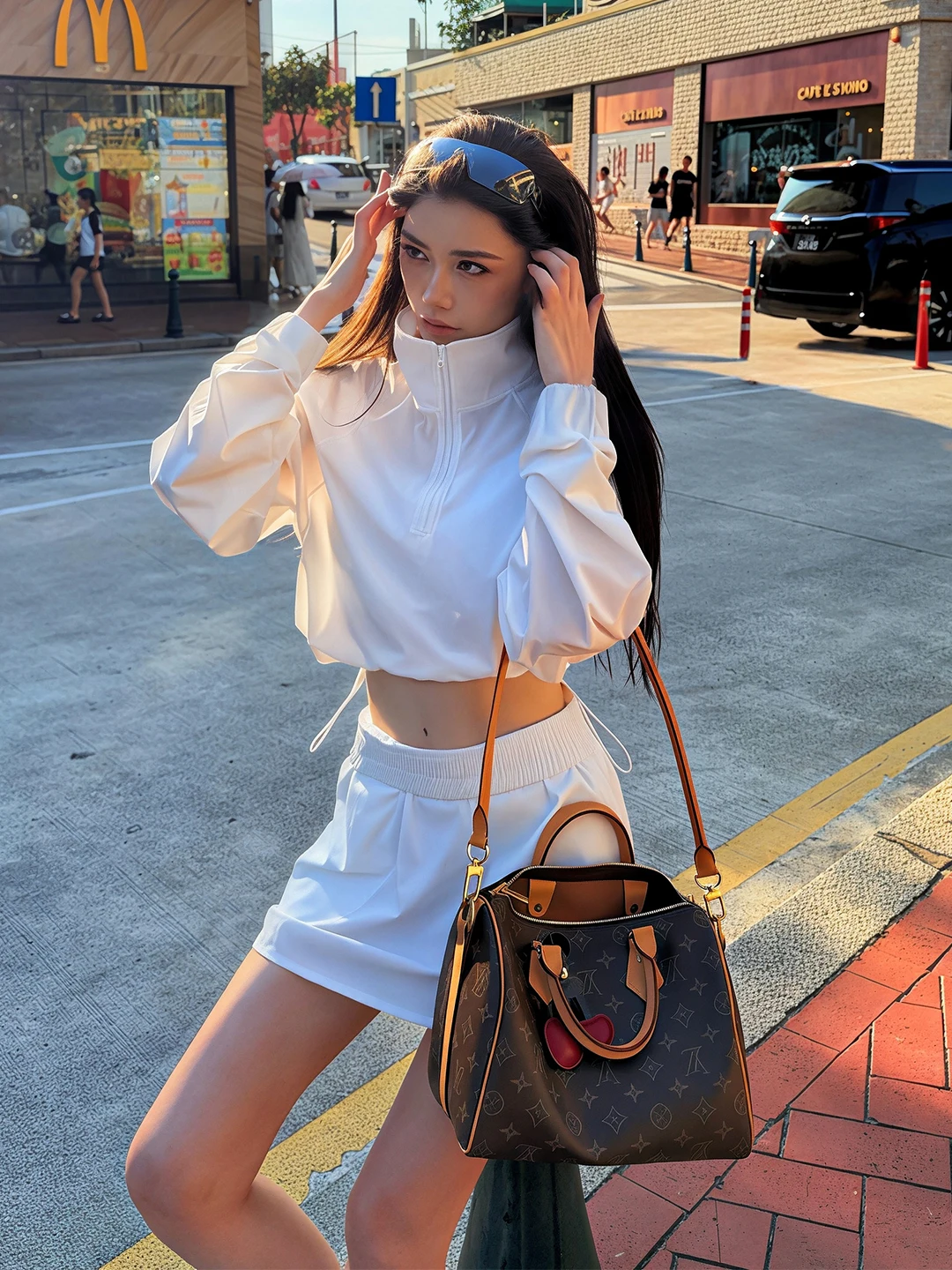 White Sports Casual Fashion Sunscreen Outerwear Short Skirt Two-Piece Set Summer 2026 Simple Stylish Tennis Wind Style