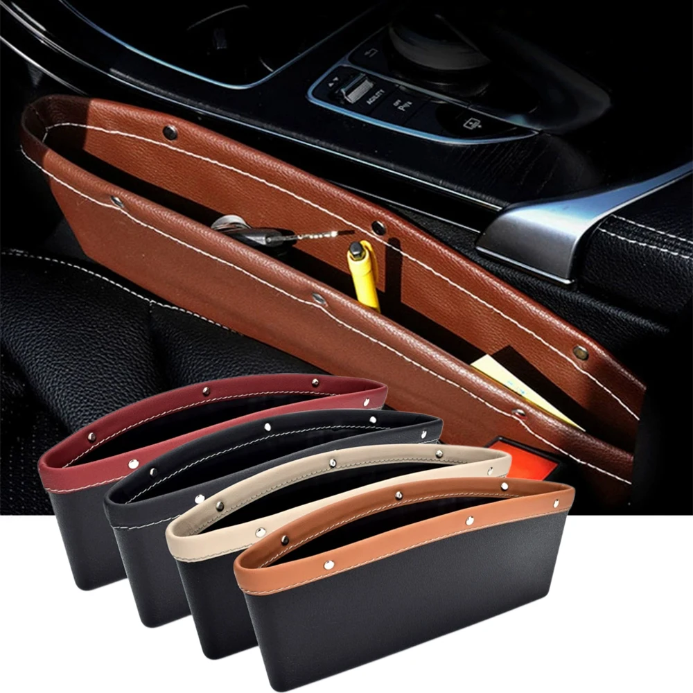 Car Seat Gap Organiser, Car Seat Gap Filler, PU Leather Seat Crevice Storage Box – Universal Fit, Fits Between Car Seats