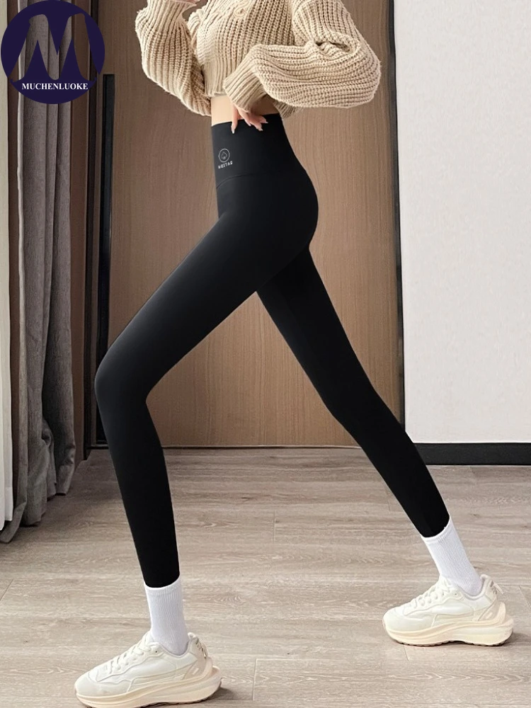Pantalons pour femmes automne hiver nouveau élégant taille haute épaississement Sexy pantalons de Yoga à la mode coupe ajustée garder au chaud femmes Leggings
