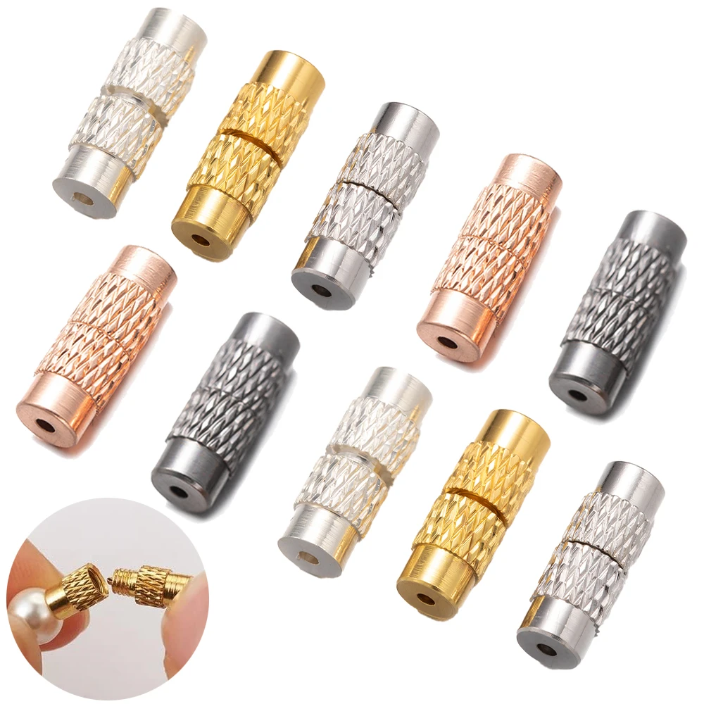 20pcs Brass Screw Clasps Cord End Caps Tip Connector Closure  Lock For DIY for Bracelet Necklace Jewelry Making Materials Supply