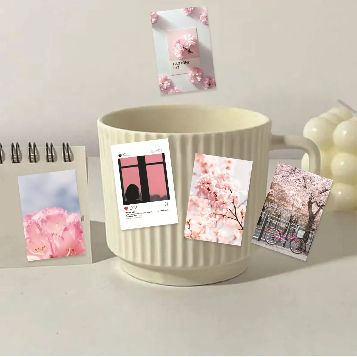 Etori Life 50pcs Washi Retro Creative Spring Scenery Sakura Art Collage Pattern Material Book Suitable for Diaries,Scrapbooks