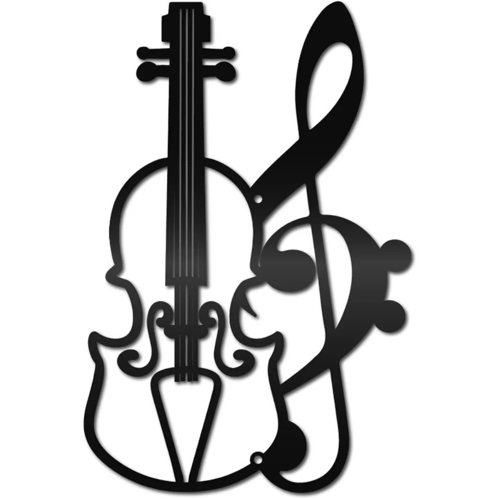1PC Black Metal Violin Music Note Wall Art, Music Theme Hanging Decor for Living Room Bedroom Hallway Outdoor