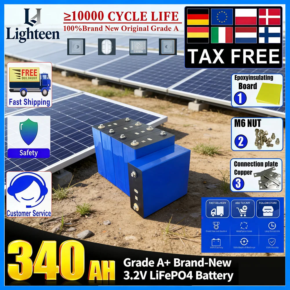 

1-32 шт. класс A 3,2 В 340 Ач Lifepo4 литий-фосфатная аккумуляторная батарея для путешествий солнечные кемперы 12 В 24 В 48 В аккумуляторы Tax Fr