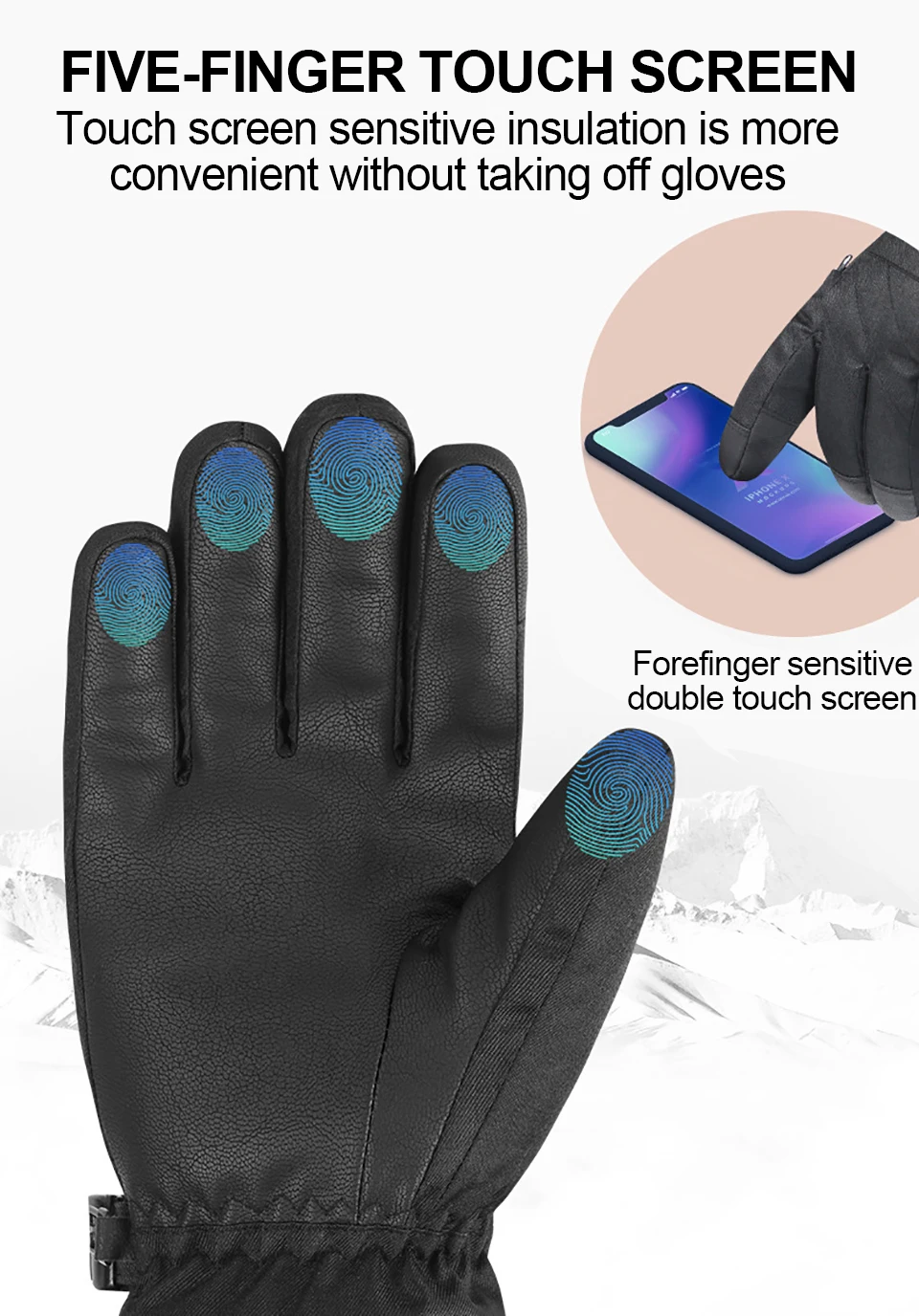 Thermische Winter Wasserdichte Männer Frauen Handschuhe TouchScreen Winddicht Handschuhe Outdoor Sport Warme Radfahren Schnee Ski Handschuhe Volle Finger – Detail 35