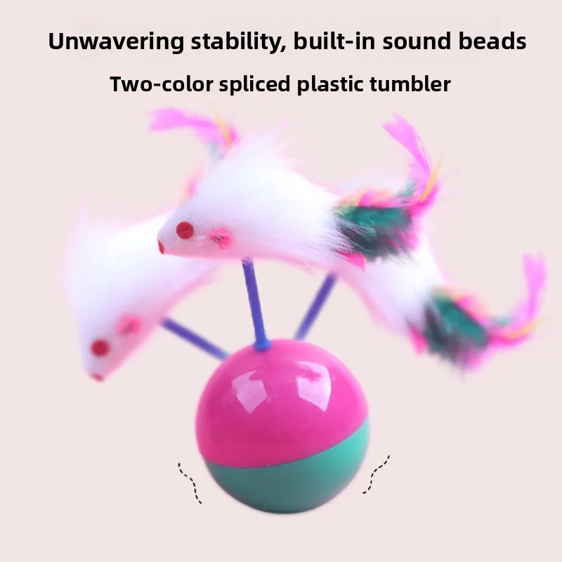 Dual Style Pet Toy Set Colorful Anti Rollover Tumbler And Producing Plush Cat Wand Self Play Boredom Relief For Kittens Adult