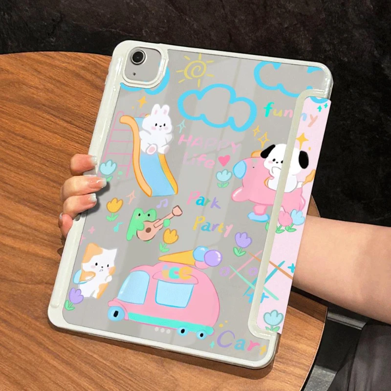 เคสแท็บเล็ต Happy Bunny สำหรับ iPad Air 4 10.9 2020 Air 5 iPad 10.2 8th 9th Gen iPad 2017 2018 9.7นิ้ว Pro 11 2ND 3rd พีซี4th