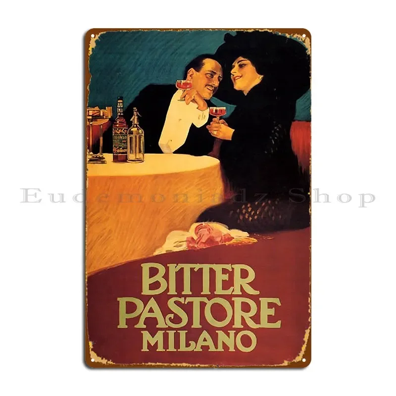 Vintage Italian Bitter Pastore Milano Advertising 1903 Metal Plaque Poster Wall Cave Kitchen Funny Cave Designer Tin Sign Poster