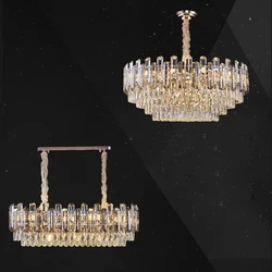 Living Room Luxury Crystal Gray Clear Chandeliers Home Decor Hanglamp Lustre De Cristal Dining Room Lighting
