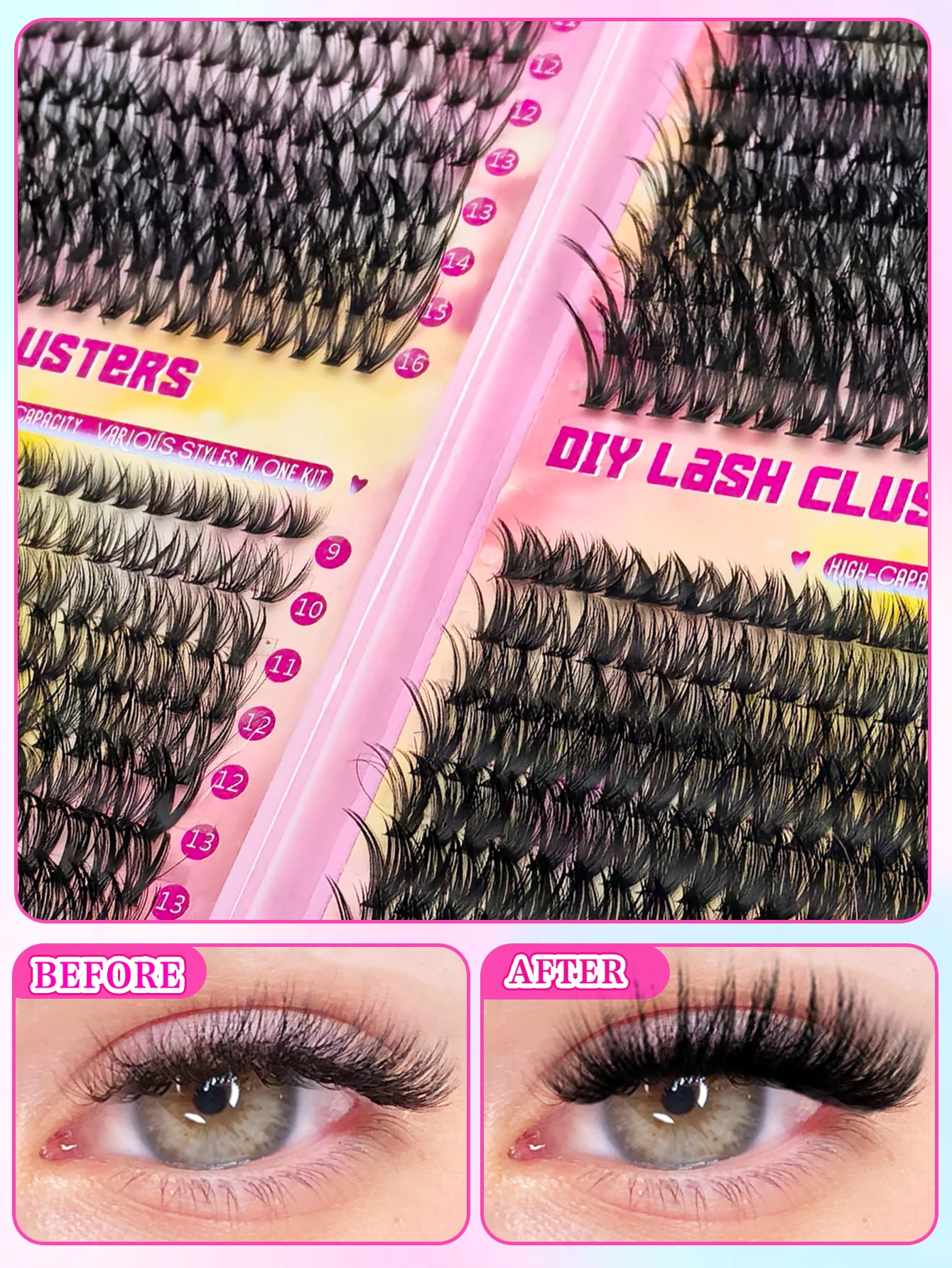 200/280/790 클러스터 당신의 필수 인조 속눈썹 연장 키트: 일상 및 파티 분위기에 맞는 다양한 스타일!