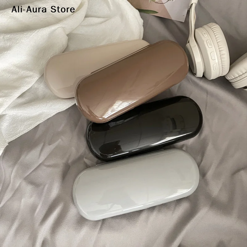 Estuche Portátil para Gafas Color Crema, Estuche para Gafas de Sol, Caja de Almacenamiento para Gafas de Viaje, Estuche Simple para Estudiantes