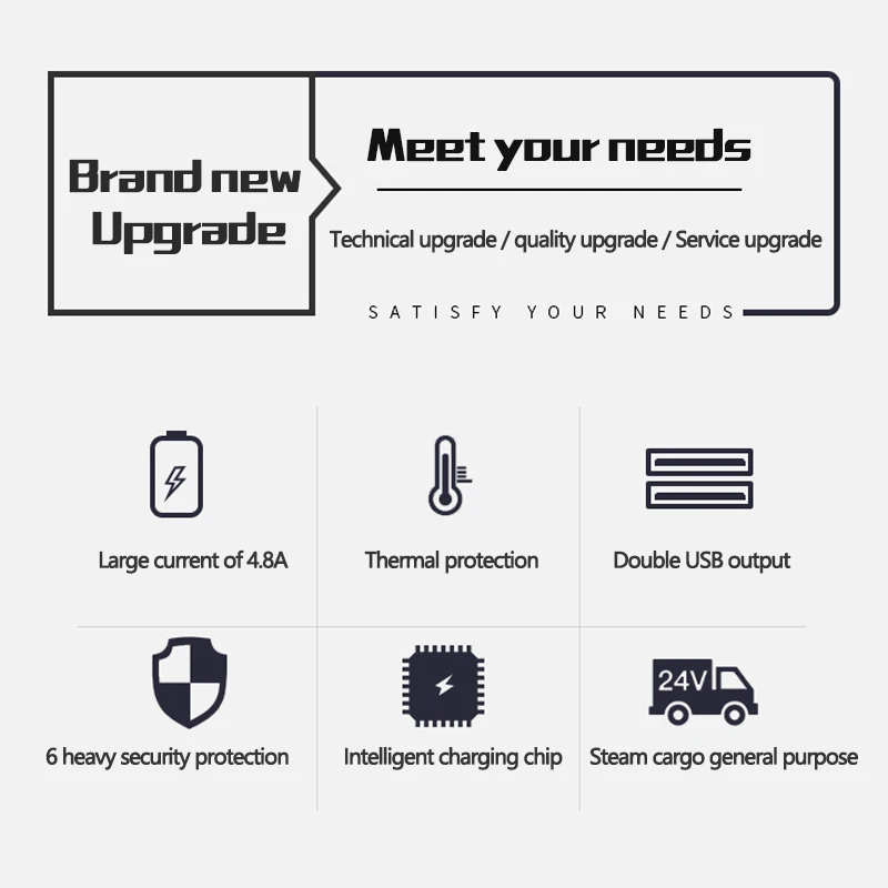 Автомобильное зарядное устройство Прикуриватель с сенсорным переключателем 12 В/24 В 36 Вт QC 3.0 Двойная USB-розетка с кабелем 60 см